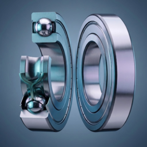 Cross-section of industrial precision ball bearing showing load distribution and rolling elements.