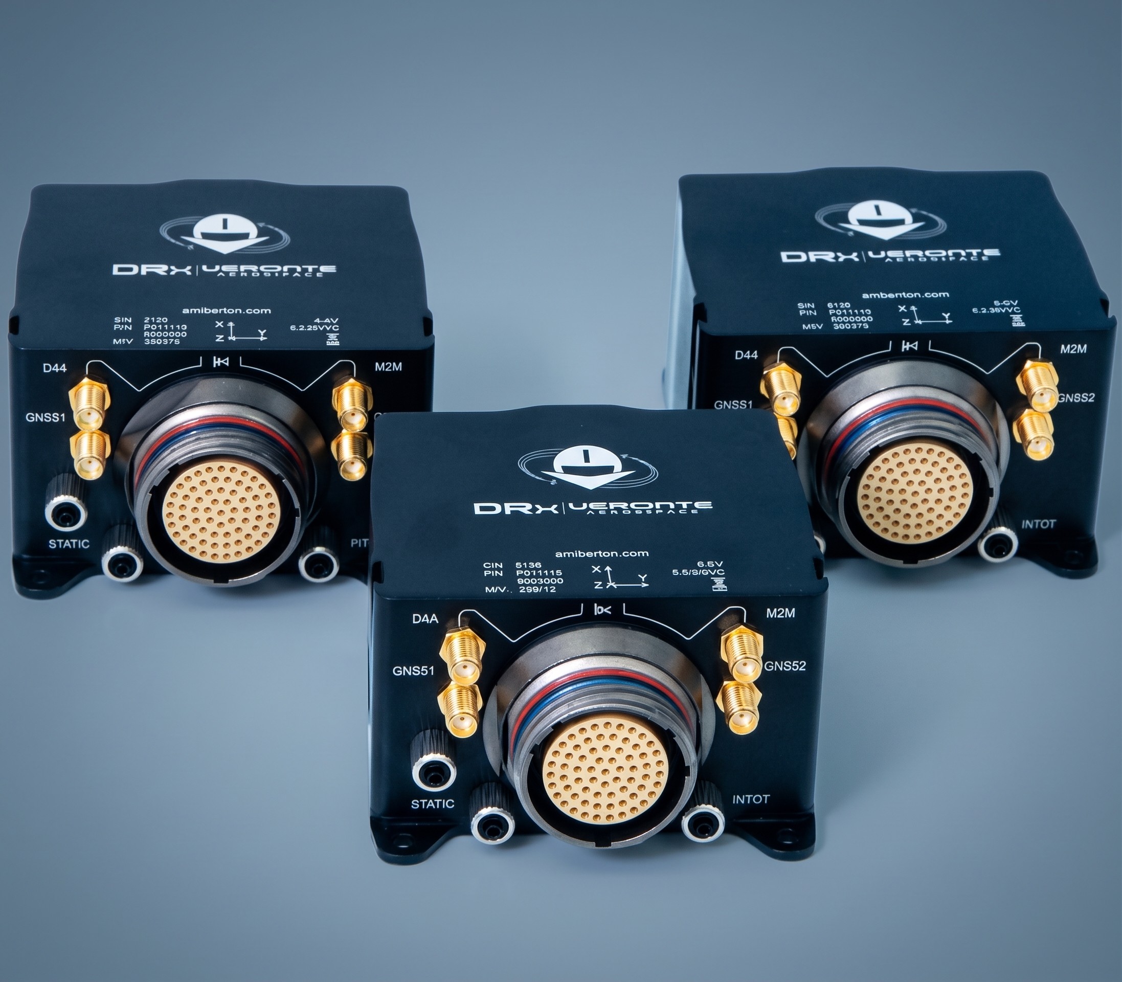 Veronte Autopilot DRx distributed redundant flight control system consisting of three physical modules.